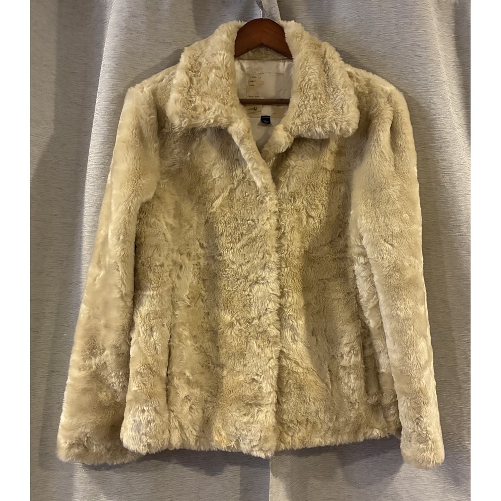 Vintage Cole B. ORIGINALS Faux Fur Women's Jacket Coat size L  Pearl Cream Color